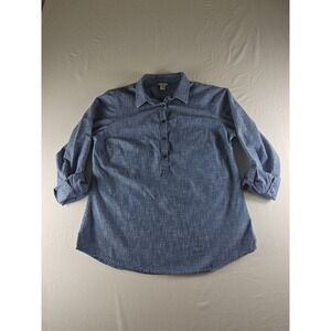Women's L.L. Bean Signature Chambray 1/2 Button Popover Shirt Long Sleeve Size M